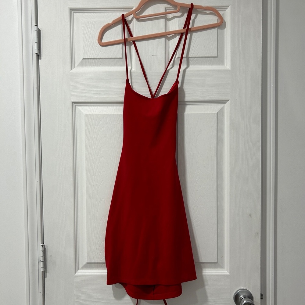 By The Way REVOLVE Mini Dress Red Women's Small Revolve‎ Sexy Lace Up Back